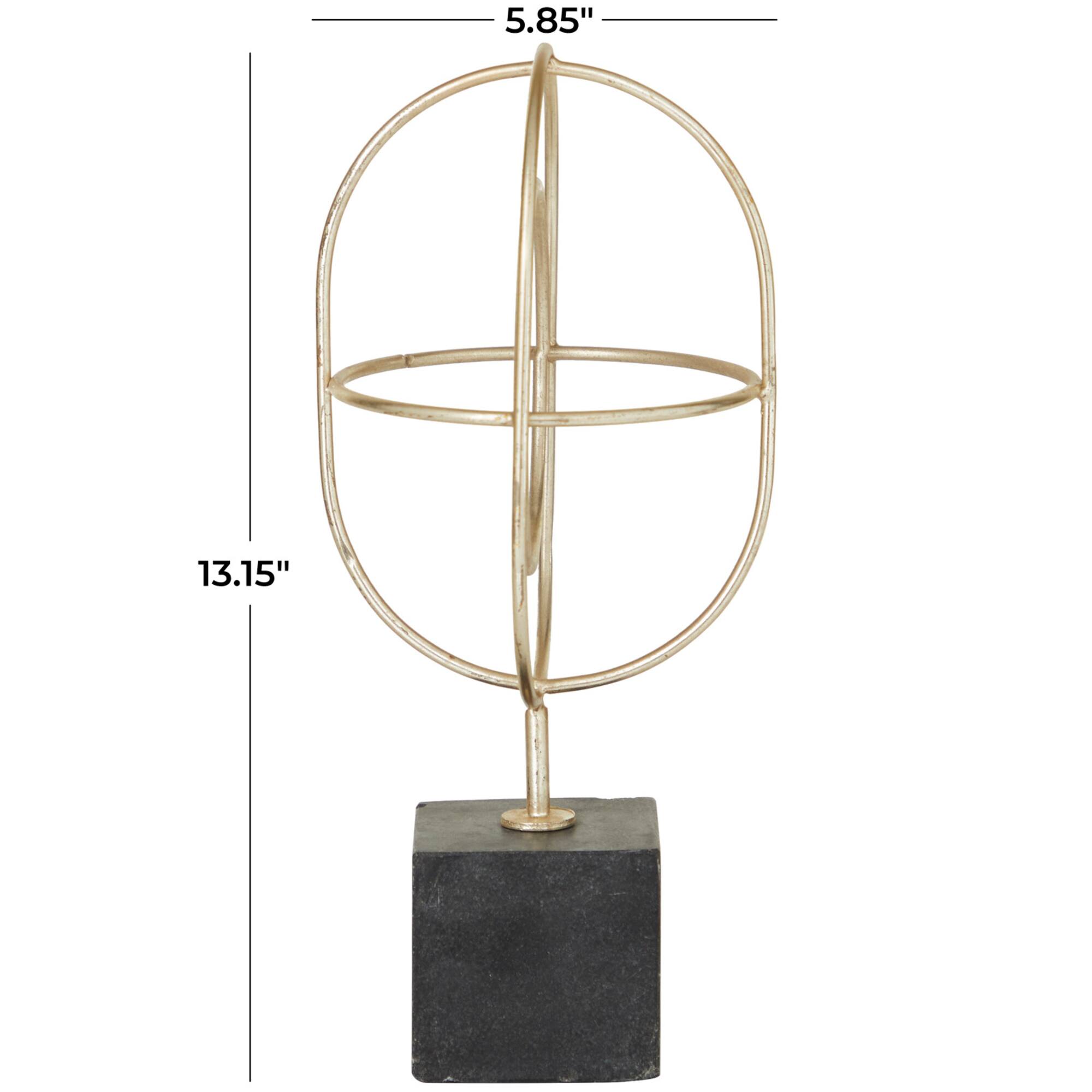 CosmoLiving by Cosmopolitan Gold Marble Contemporary Sculpture, 13" x 6" x 6"